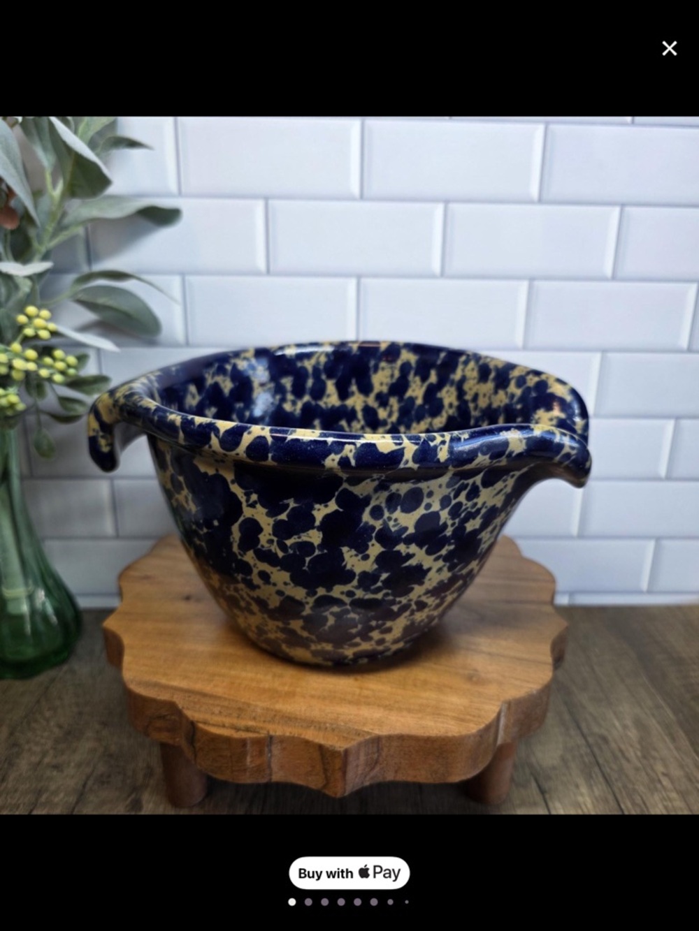 Blue Agate pouring bowl  by Bennington Pottery. Made in Vermont
